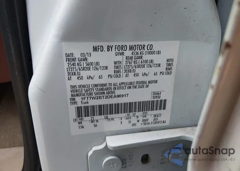 2013 Ford F-250 King Ranch z USA, uszkodzony, nr VIN 1FT7W2BT2DEA96917